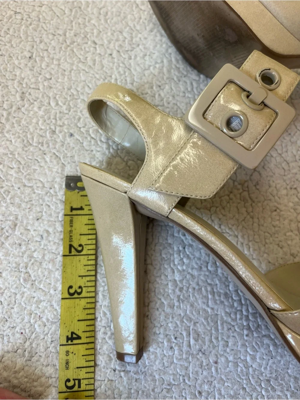 Y2K Nine West Buckle Cream High Heels 8 Womens